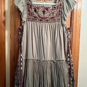Free People Boho Embroidered Dress